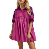 Mini Vestido De Moletom Olapta Listrado Colorblock Para Mulheres