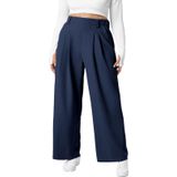 Calça Social Feminina Eytino Plus Size, Cintura Elástica, Perna Larga