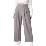 Calça Social Feminina Eytino Plus Size, Cintura Elástica, Perna Larga