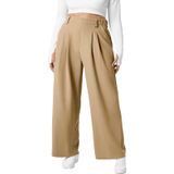 Calça Social Feminina Eytino Plus Size, Cintura Elástica, Perna Larga