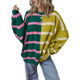 Suéter Feminino Evaless De Grandes Dimensões Listrado Colorido Tricotado