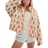 Jaqueta Feminina Omoone, Cortada, Acolchoada, Acolchoada, Laranja