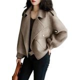 Casaco De Lã Chouyatou, Blazer Feminino Com Frente Aberta, Cortado, Marrom