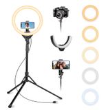 Selfie Ring Light Aureday 14" Com Tripé 62" E Suporte Para Telefone