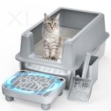 Caixa De Areia Para Gatos Perehome Fechada Em Aço Inoxidável Xl Com Tampa