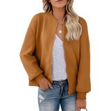 Jaqueta Feminina Evaless Cropped Bomber Lightweight Camel M