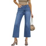 Jeans Lookbookstore Stretch Wide Leg Para Mulheres, Azul, Tamanho Gg
