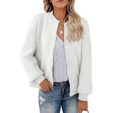 Jaqueta Bomber Evaless, Roupa Leve Feminina, Branca, Grande