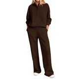 Lounge Set Prettygarden, Moletom E Calça Femininos Marrons