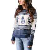 Suéter De Natal Exlura Reindeer Pattern Azul Para Mulheres