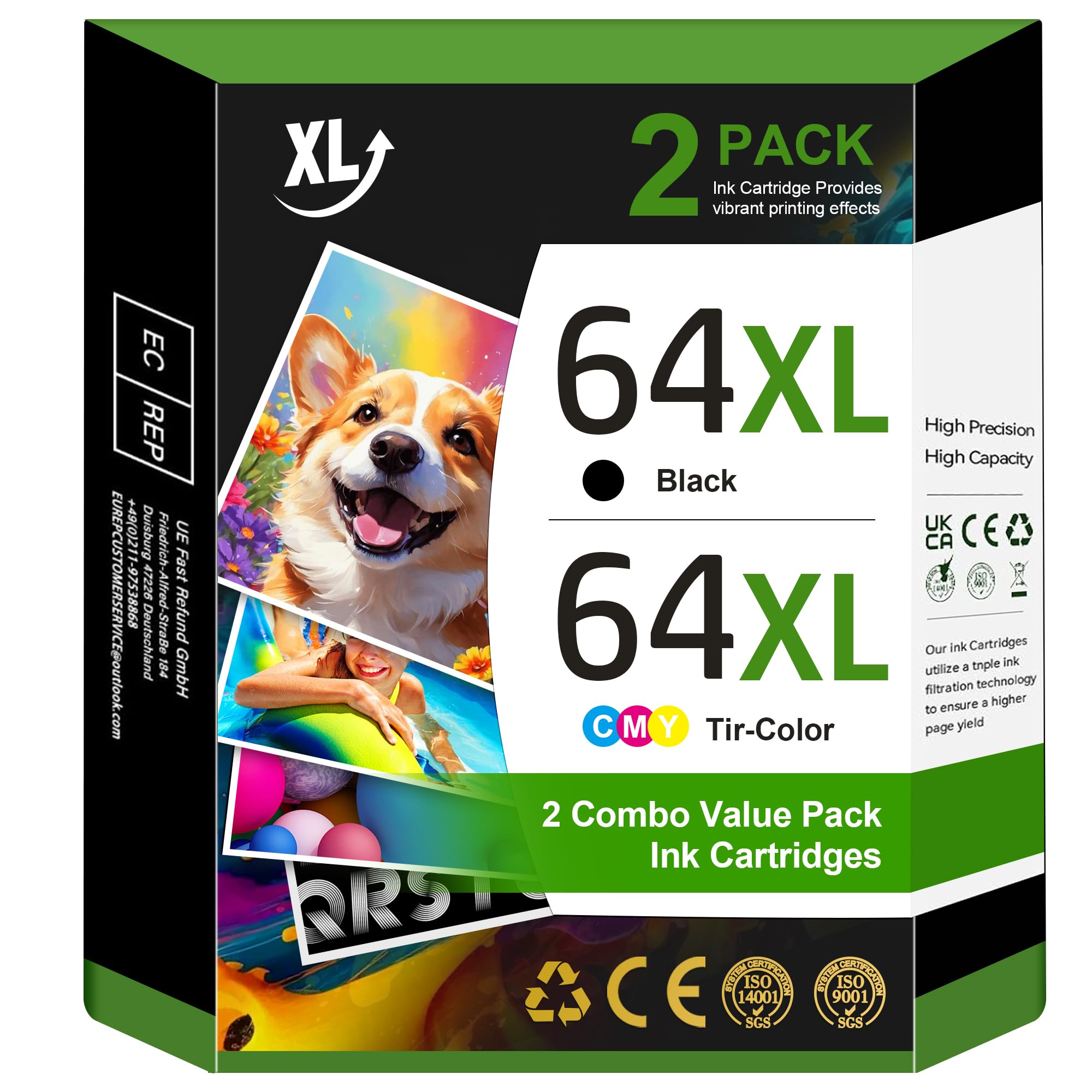 Substituição Do Cartucho De Tinta Eulyxit 64xl Para Hp 64 Combo Pack