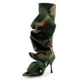 Botas De Cano Alto Karonairy Stiletto De Salto Alto, Camuflagem Feminina
