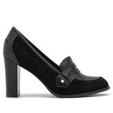 Sapatos Moommo Oxford Loafers Femininos De Salto Grosso Pretos