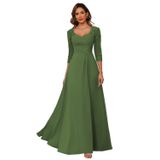 Vestido De Mãe Da Noiva Auspory Lace Appliques Verde Oliva
