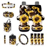 Conjunto De Capa De Assento De Carro Wanyint Sunflower Brown Cow Print 15 Unidades