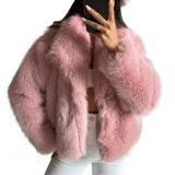 Casaco De Pele Sintética Flygo, Jaqueta Fofa Feminina, Rosa De Inverno