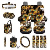 Conjunto De Capas De Assento De Carro Wanyint Aztec Sunflower Leopard Print 15 Unidades