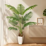 Palmeira Artificial Alupssuc 150 Cm Com Plantador Branco Para Casa