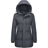 Jaqueta Feminina Magcomsen, Longa, Quente, Inverno, Cinza Escuro, M