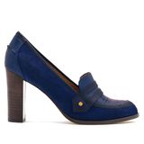 Sapatos Femininos Moommo Slip On Oxford, Sapatos De Salto Grosso, Azuis