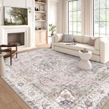 Tapete Area Luxrug Oriental Lavável De 6 X 9 Pés Para Sala De Estar Rosa