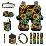 Conjunto De Capa De Assento De Carro Wanyint Sunflower Leopard Print Green 15 Unidades