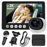 Câmera De Carro De Bebê Bonoch 2k 5" Com Visão Noturna E Zoom 4x