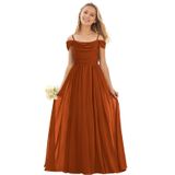Vestido Pomuyoo Chiffon Junior Bridesmaid Burnt Orange Tamanho 12
