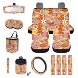 Conjunto De Capas De Assento De Carro Wanyint Hippie Flower Daisy 15 Peças