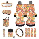 Conjunto De Capa De Assento De Carro Wanyint Hippie Flower, Pacote Com 15 Unidades, Ajuste Universal