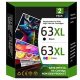 Cartuchos De Tinta Inktrack 63xl Pretos E Coloridos (pacote Com 2) Para Hp