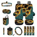 Conjunto De Capa De Assento De Carro Wanyint Sunflower Leopard Print, Azul, 15 Unidades