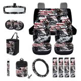 Conjunto De Capas De Assento De Carro Wanyint Wolf American Flag 15 Unidades