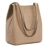 Bolsa De Ombro Feminina Kattee, Couro Macio E Genuíno, Damasco