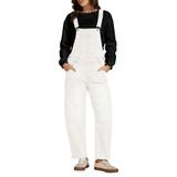 Macacão Bib Luvamia, Jeans Branco, Folgado, Feminino, Tamanho Grande