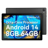 Tablet Eksvefot Android 14 10 Polegadas 8gb Ram 64gb Rom 4g Preto