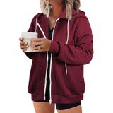 Blusão Shacket Eytino, Moletom Feminino Plus Size Com Zíper, 4x Vermelho