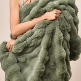 Cobertor Phf Luxury Faux Rabbit Fur 150x200cm Verde Oliva