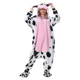 Macacão Newcosplay, Pijama De Animais, Pelúcia, Rosa, Vaca, Adulto