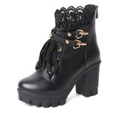Botas De Plataforma Meotina, Pretas, De Salto Grosso, Botas De Tornozelo Femininas
