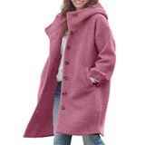 Casaco De Lã Chouyatou Feminino De Inverno Com Capuz Casual