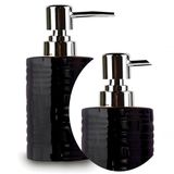Porta Saboneteira Liquida Modelagem De Cerâmica Preto Lavabo