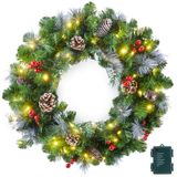 Grinalda De Natal Minetom 60 Cm Com 50 Luzes Led Para Decoração De Casa