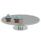 Prato De Bolo Doce 30cm Vidro Decoração Base Inox