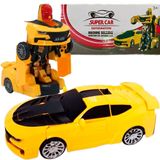 Carro Robô Brinquedo Elétrico Amarelo Transformers Leds Som