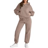Roupas De 2 Peças, Moletom, Agasalho Feminino, Aleumdr, Cinza