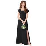 Vestido De Dama De Honra Jirocum Chiffon Para Adolescentes Juniores, Tamanho Preto