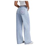 Jeans Floerns Y2k Straight Leg Boyfriend Bordado Feminino