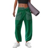 Calça De Moletom Lamissche Oversized Barrel Lounge Feminina Verde Escuro
