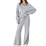 Roupa De 2 Peças: Moletom Feminino Aleumdr, Agasalho De Outono, Cinza